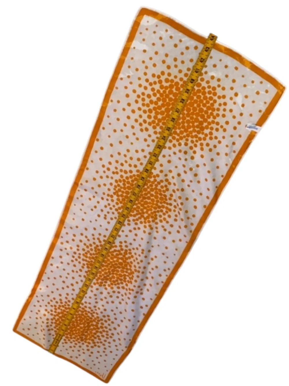 Vintage Vera Scarf Orange Ivory Polka Dot Acetate Long Oblong 42.5”